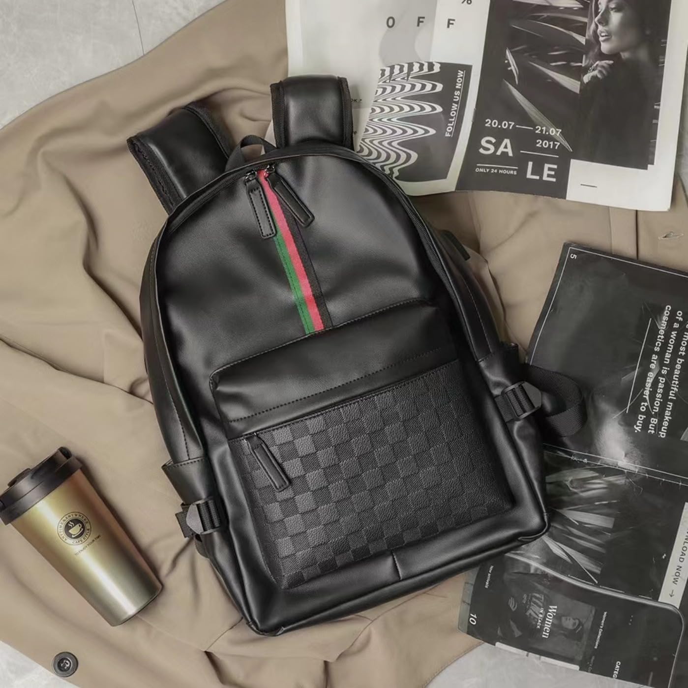 Leather Backpack School College Bookbag Leisure Business Travel Hiking Rucksack,Suitable for 15.6-inch laptop pack (2) - Image 6