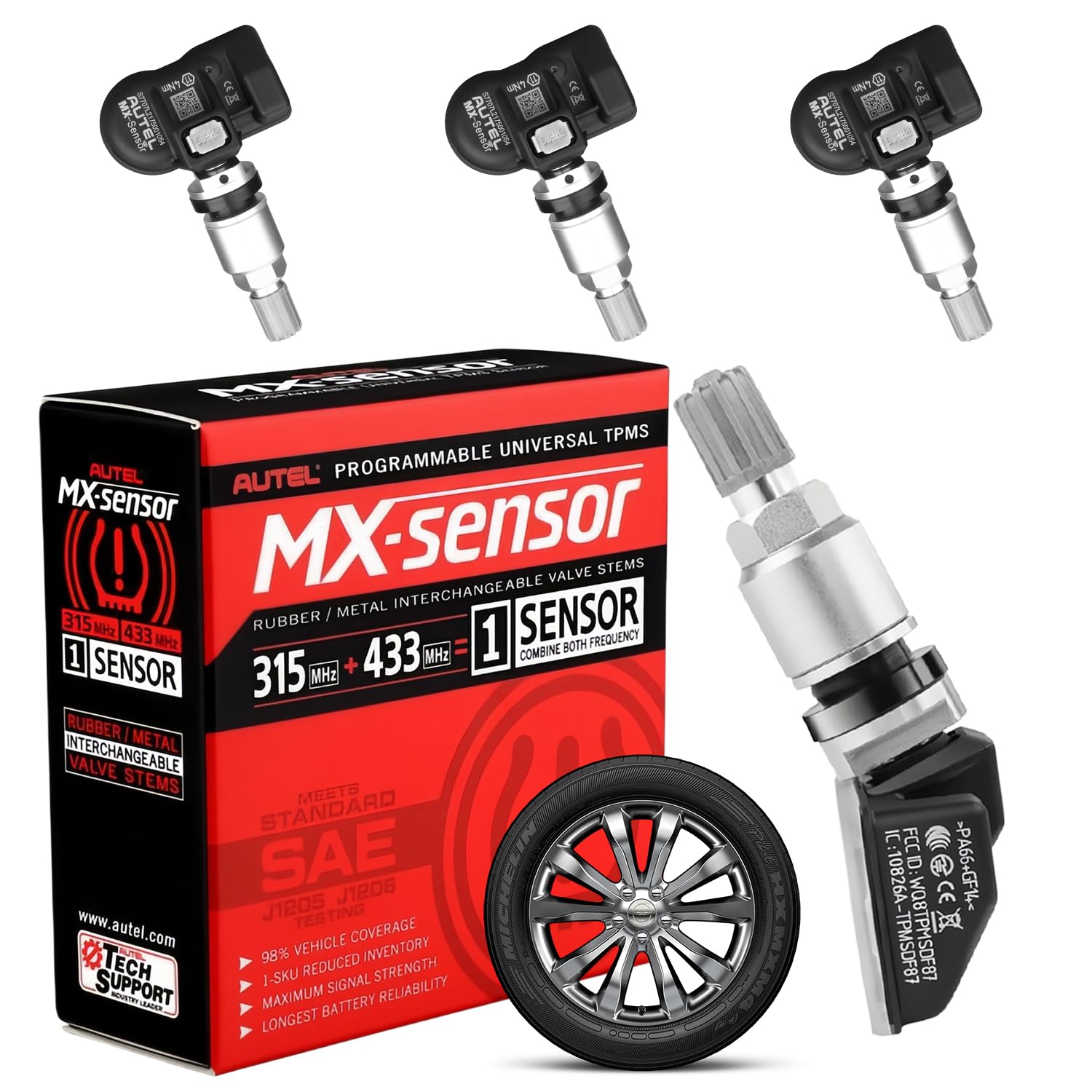 Autel 2in1 MXセンサー315MHz/433MHzタイヤ空気圧センサー Amazon.com: Autel MX-Sensor 4 Pack 2-in-1 315&433MHz TPMS