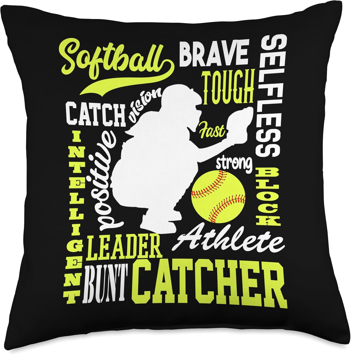 Girls Softball Catcher Great for Teens Traits Of A Catcher Throw Pillow
