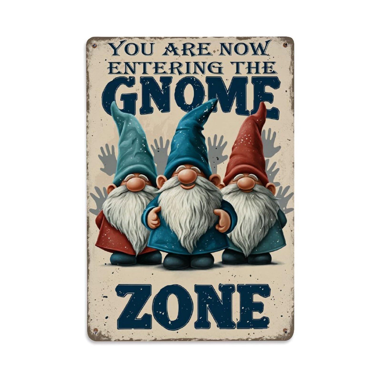 Enderetf Vintage Gnome Zone Sign Pattern Print_1 Tin Sign Metal Poster, Home Bar Garage Man Cave Cafe Indoor & Outdoor Wall Decoration 8X12inches