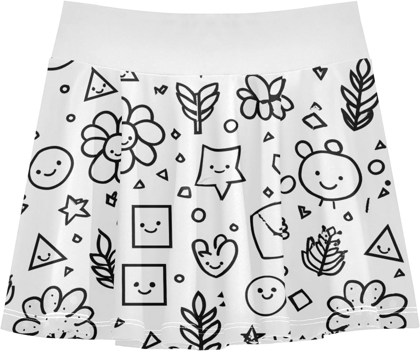 visesunny Black White Symbol Girl's Golf Skirt Athletic Tennis Skort Sport Activewear with Double Layer Pockets