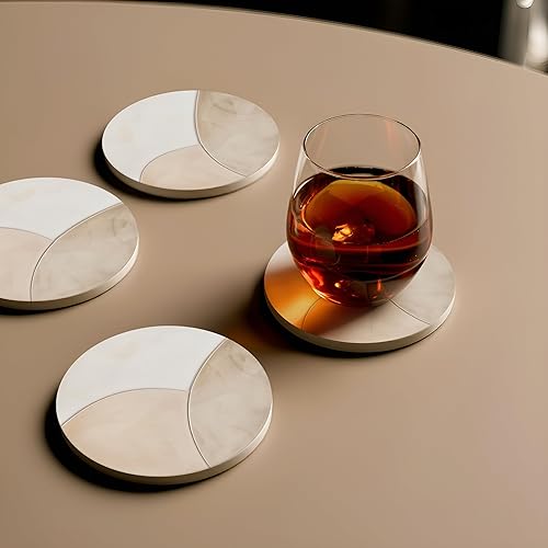 Miniatura 8 de VEYRO Juego de 4 posavasos para bebidas  Posavasos de cerámica absorbente con respaldo de corcho para mesa de café y escritorio, moderno juego de