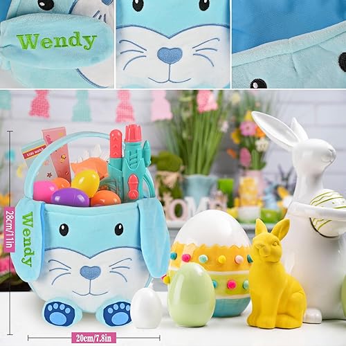 Miniatura 10 de Cesta de Pascua personalizada, cestas de Pascua de PEMIRSAYO para niños, canastas de conejo de Pascua, cesta de Pascua personalizada, regalos de