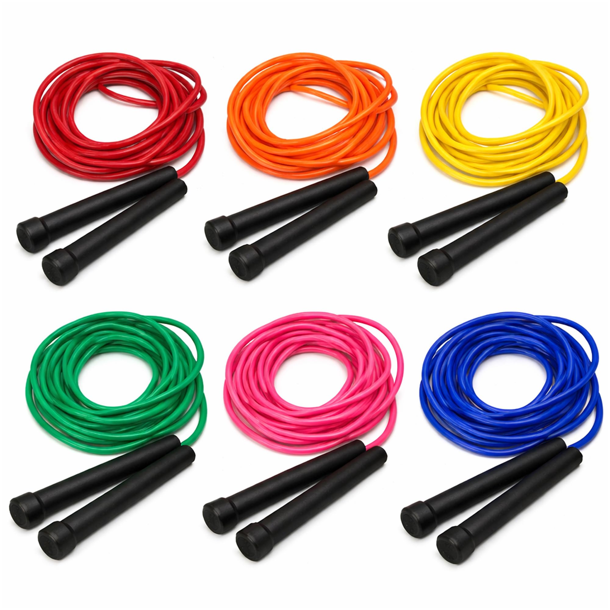 AI SPORTS Skipping Rope Pack of 6 – 3m Plastic Jump Ropes with Comfortable Handles – Fitness, Boxing & Cardio Exercise Ropes for Adults