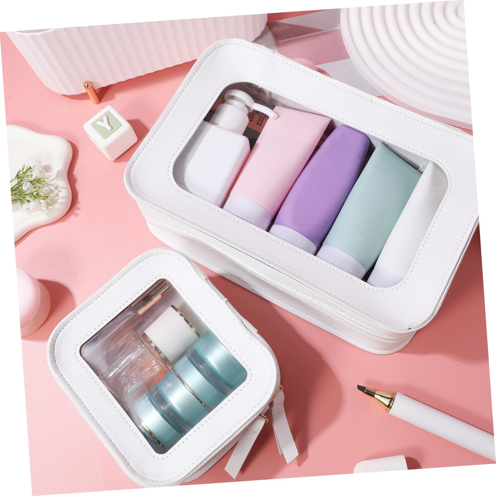 Healeved Borsa da Toilette Trasparente con Cerniera 2 Pezzi per Cosmetici e Prodotti di Bellezza da Viaggio