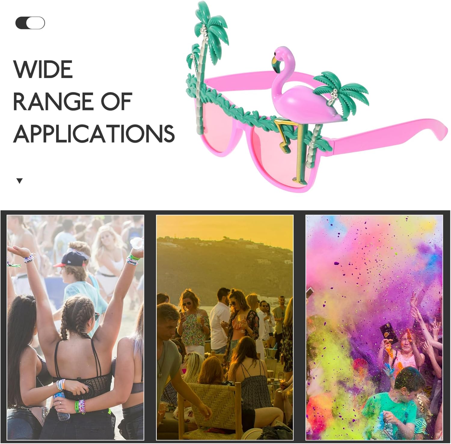 2 Pcs Flamingo Sunglasses Summer Beach Funny Eyeglasses for Adults Hawaiian Party Sunglasses for Photo Props Dress Up Decorative - Image 6