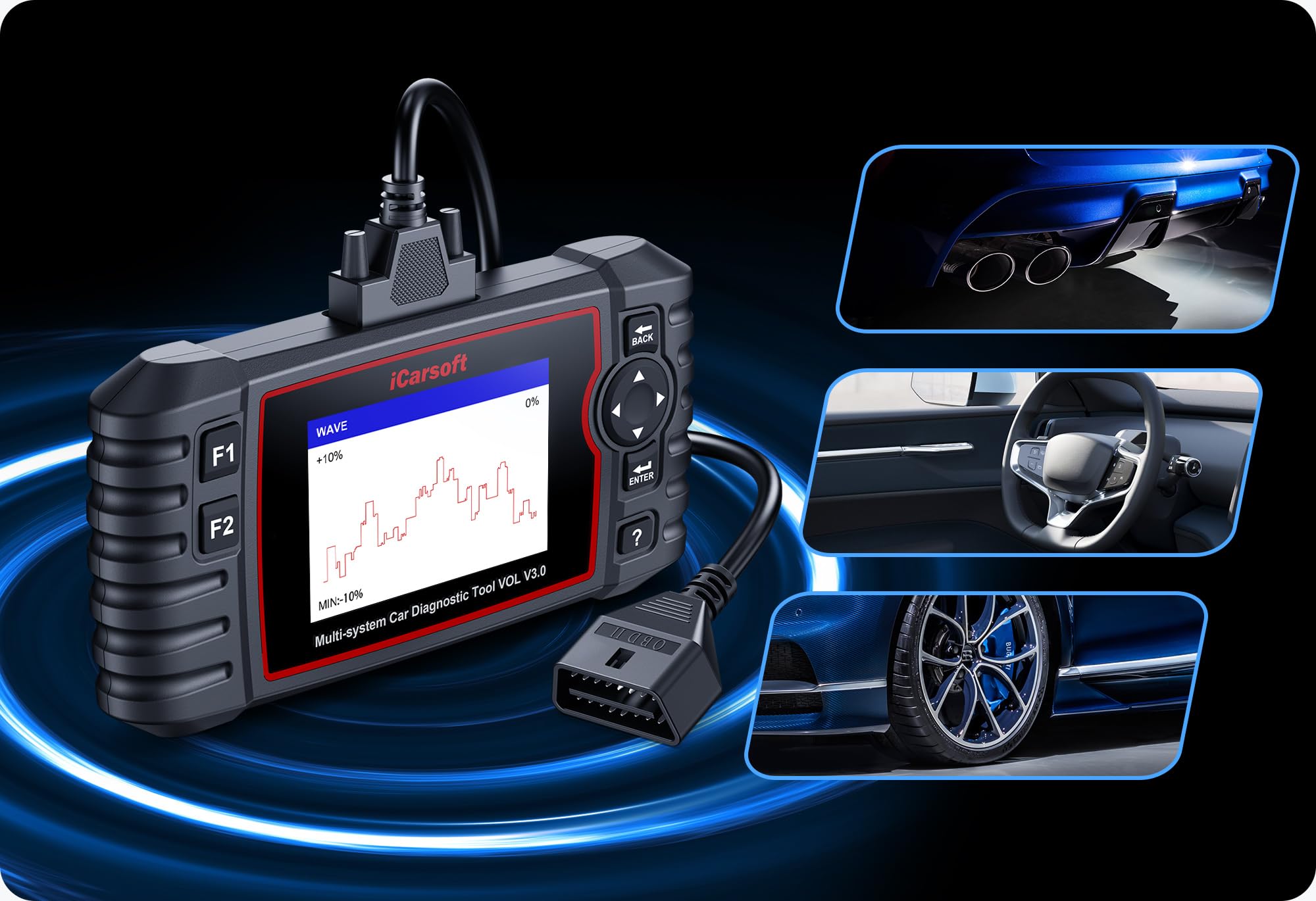 iCarsoft VOL V3.0 – Professionelles Diagnosegerät für Autos, kompatibel mit Volvo und Saab