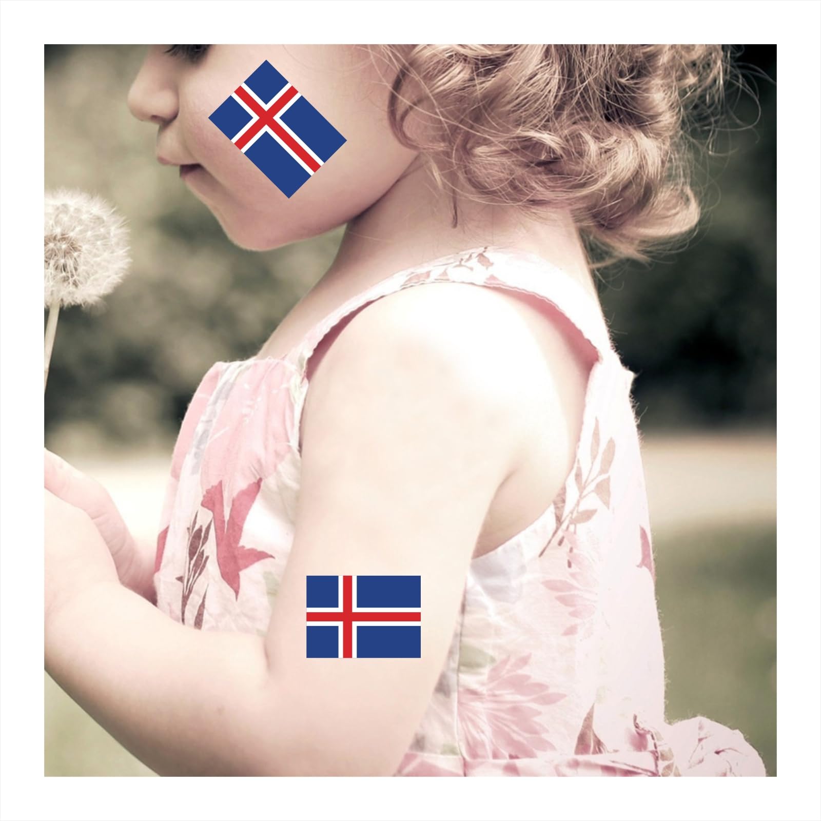 Womaha 30 Sheets Iceland Flag Temporary Tattoos for Kids Adults Fans Fake Face Tattoo Stickers, Blue Red White