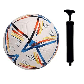 Football Size 5 | Durable PU Leather Soccer Ball for Training & Matches | Official Size & Weight Football for Outdoor & Indoor Play (with-Pump)
