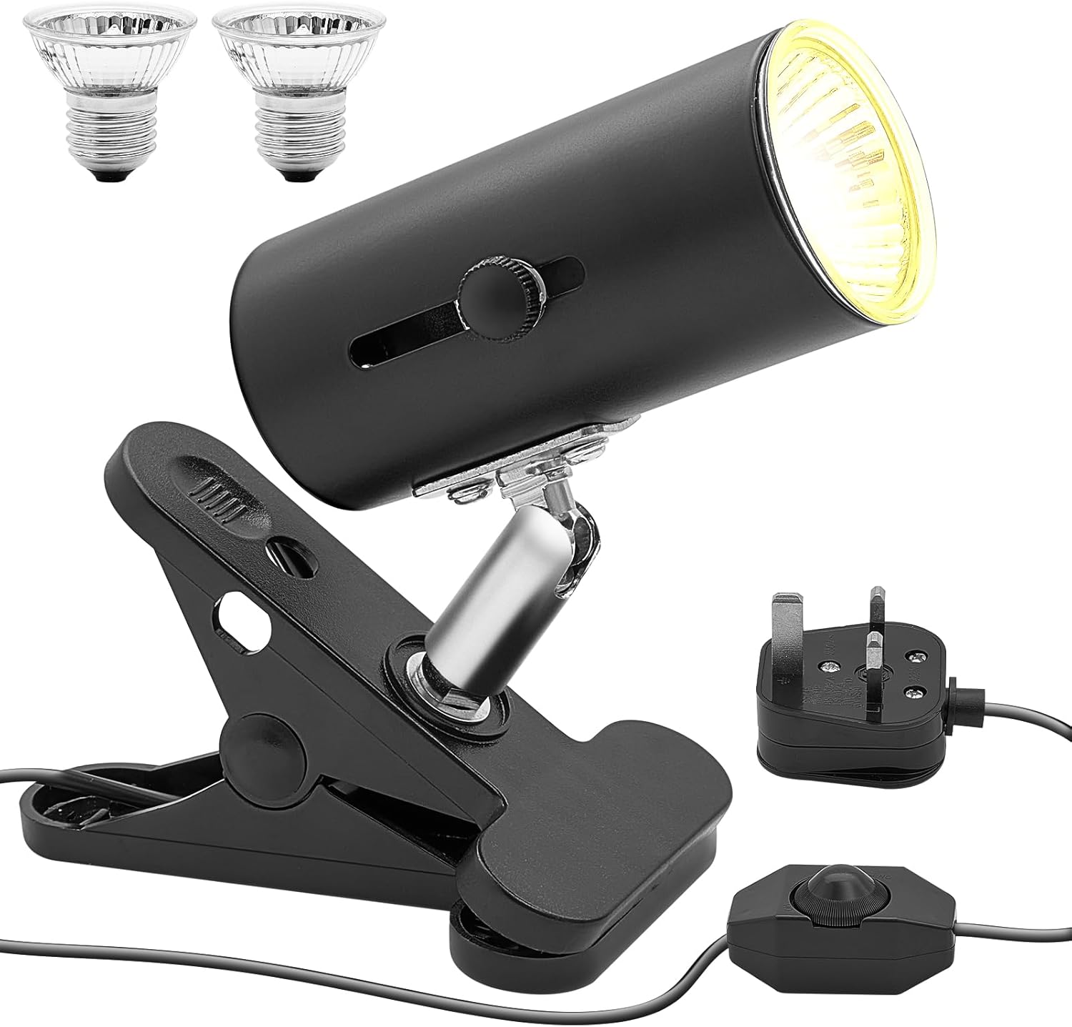 Heat Lamp Holder Clip with 2Pack 50W UVA UVB Bulb,E27 Light Base Stand