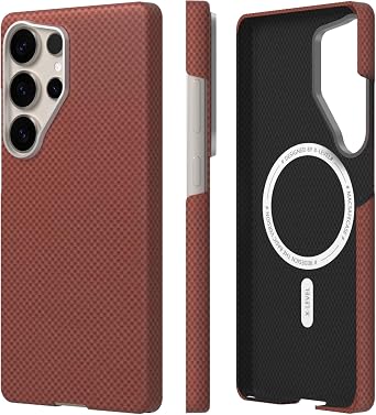 X-level Magnetic Carbon Fiber Case for Samsung Galaxy S25 Ultra, Slim, Red