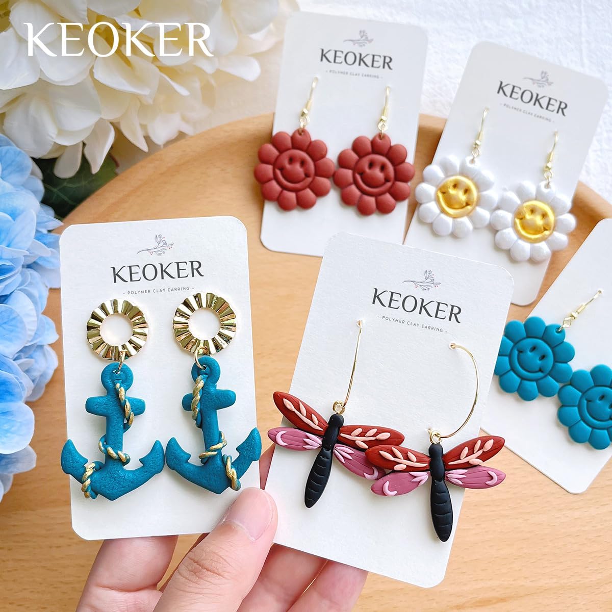 Keoker Polymer Clay Cutters, Summer Clay Cutters, Polymer Clay Cutters for Earrings Jewelry Making, 12 Shapes Flower Clay Earrings Cutters - Image 5