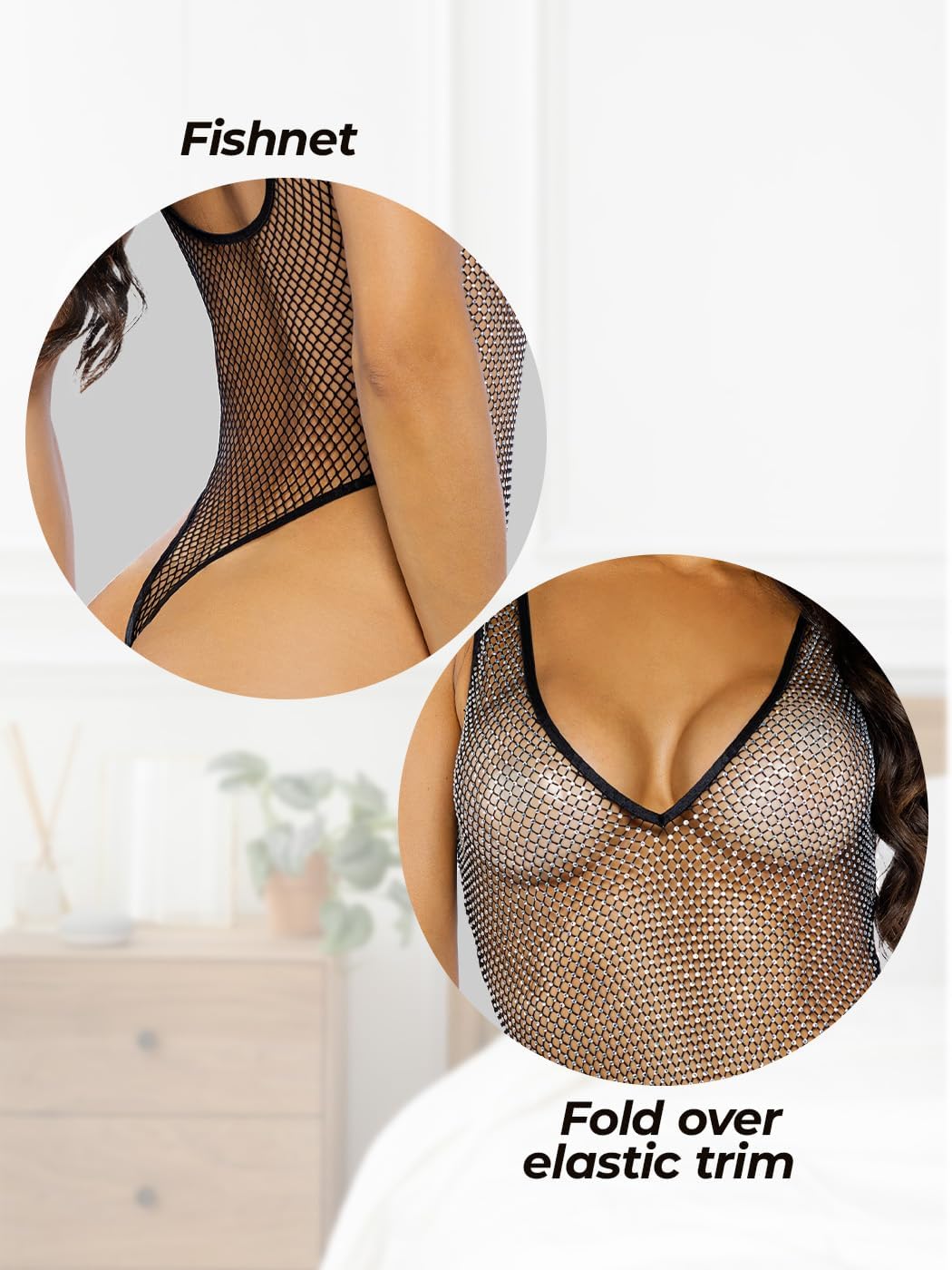 Roma Confidential Fishnet Teddy Lingerie for Women Sexy Rhinestone Bodysuit Lingerie Teddy, Sparkly Exotic Wear Dancer Outfit
