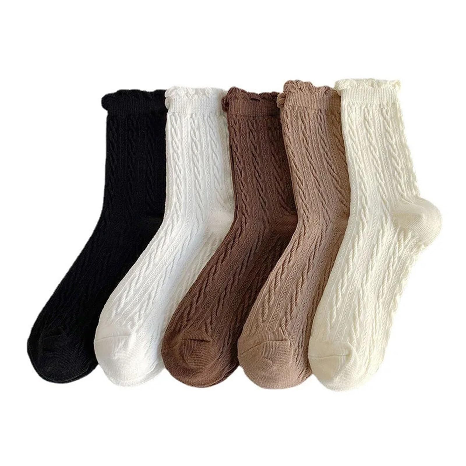 OJEVMLFVQ Ruffle Socks 2 Pair Spring Autumn Lace Frilly Ruffle Sock(White Camel)