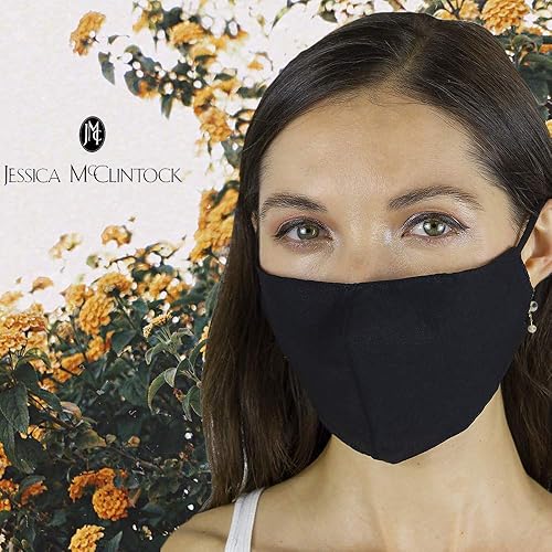 Miniatura 4 de Paquete de 2 máscaras faciales de Jessica McClintock 1 negro sólido 1 diamantes de imitación