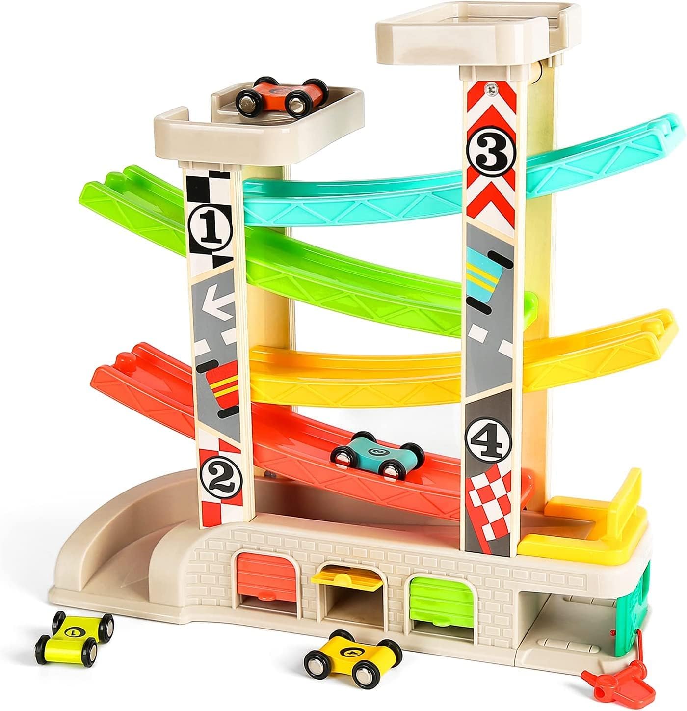 TOP BRIGHT Car Ramp Toy for Toddler, Baby Race Track Vehicle Playsets