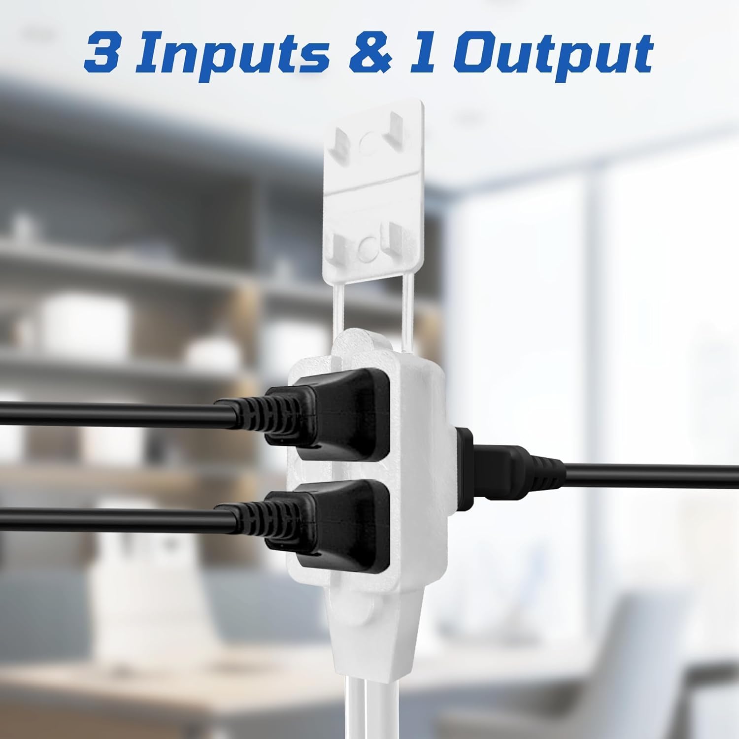 Power Strip with 3 Outlets, 16/2 SPT-2, 13 Amp 125V 1625 W, 6 Feet 2 Prong Extension Cord Socket for Desktops, Gaming Setups, and Home Offices,White
