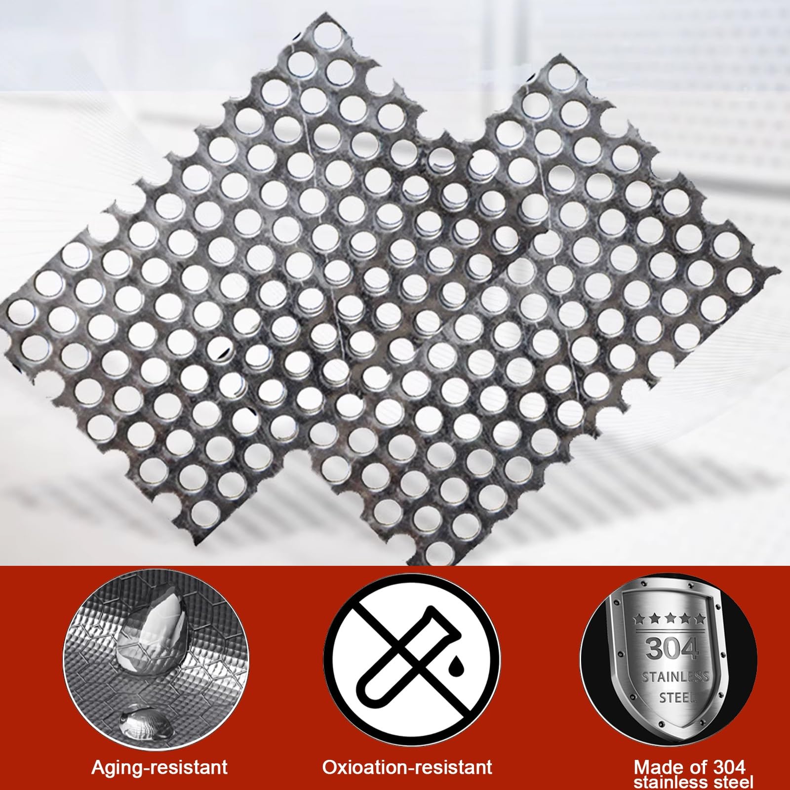 Tôle perforée métal d'épaisseur, perforation ronde ø 8 mm,Tôle perforée en acier inoxydable 304,plaque inox perforée,Facile à usiner,Personnalisable(W30*L500cm/W11.8*L196.8in)