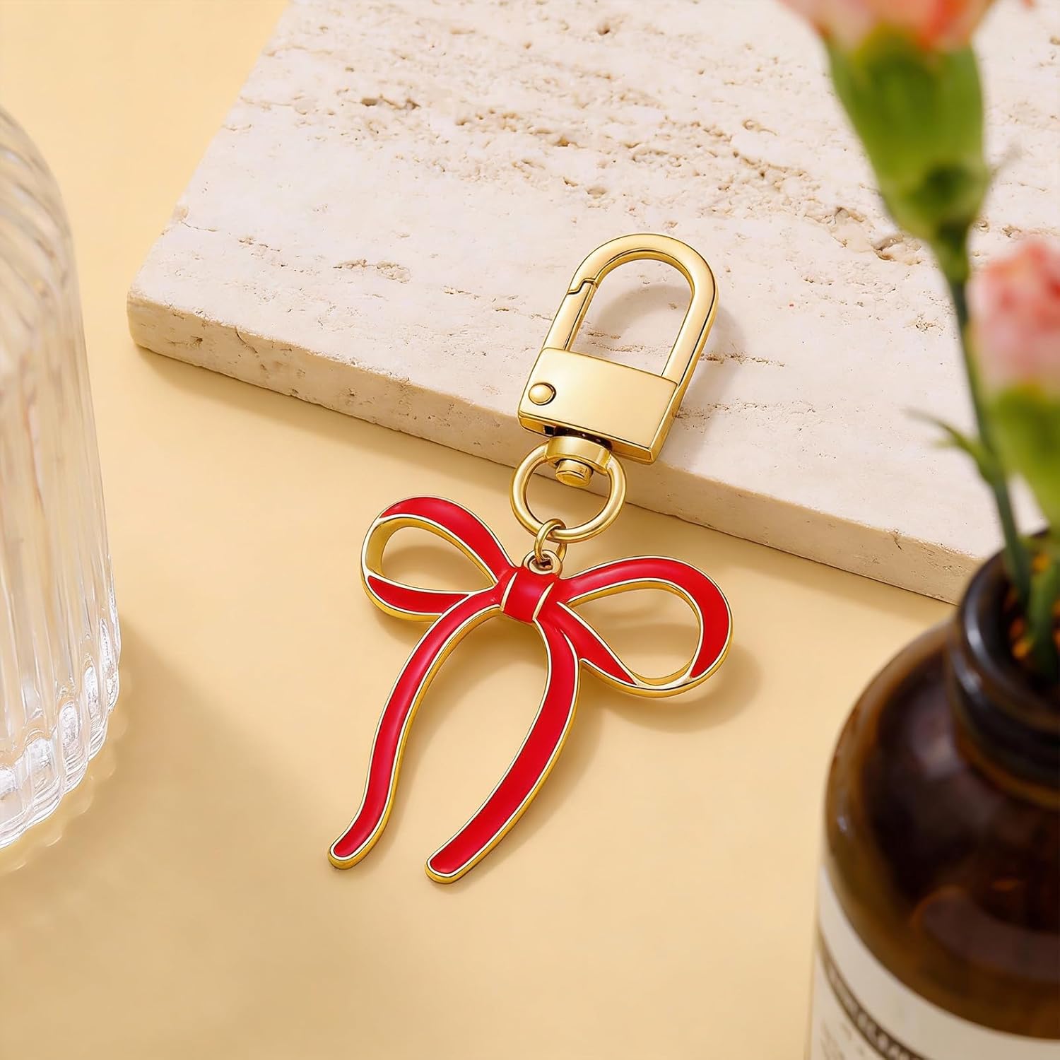 Black Bow Keychain for Women, Coquette Aesthetic Bowknot Charms Accessories for Handbag Backpack Car Keys - Image 7