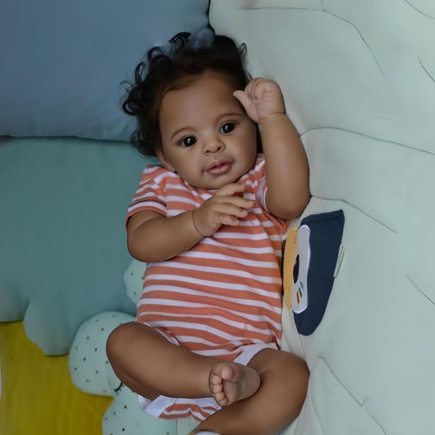 Lifelike Reborn Baby Dolls Black Girls Anthony Reborn Doll Girls 21-Inch Soft Body Realistic African American Newborn Baby Doll Real Life Baby Dolls Gift Box Toys for Kids Age 3+