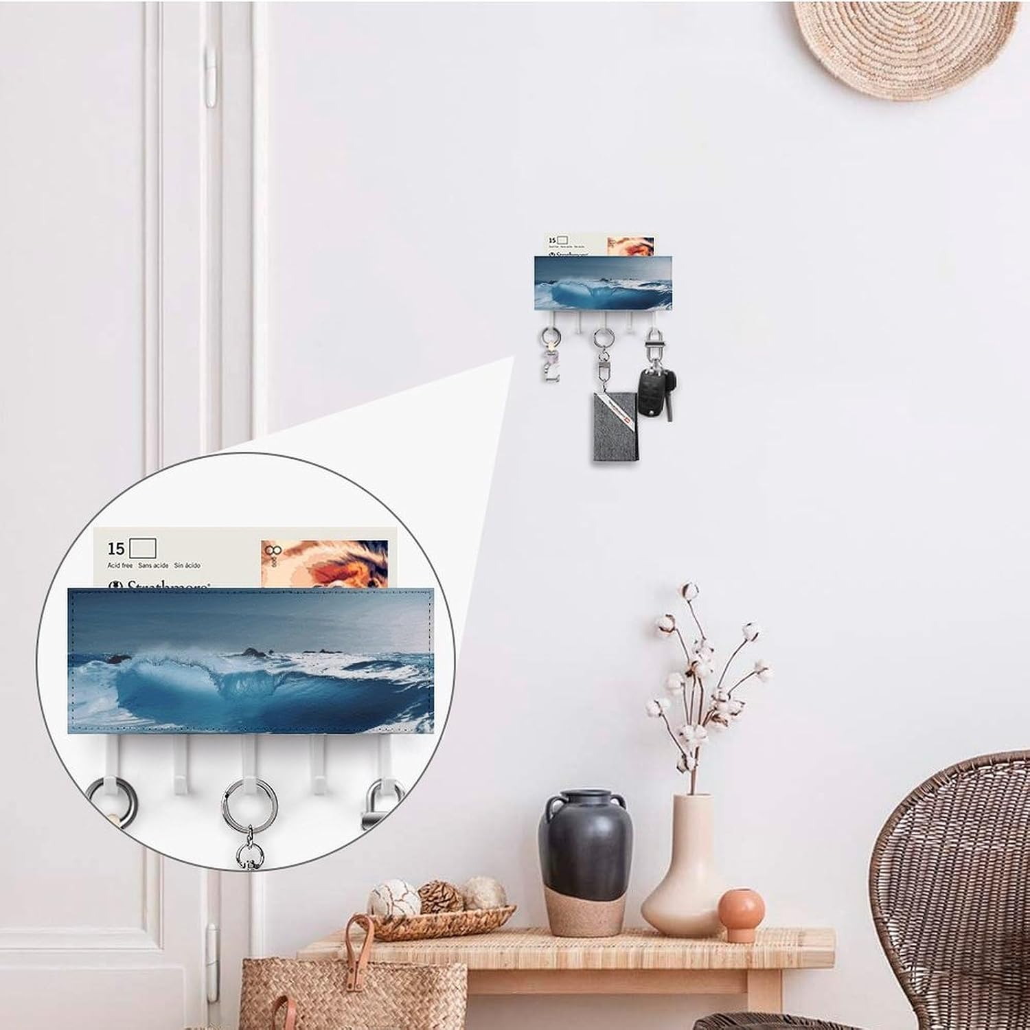 Blue Ocaen Seascape Key Holder Wall Mounted, Adhesive Key Rack image 4