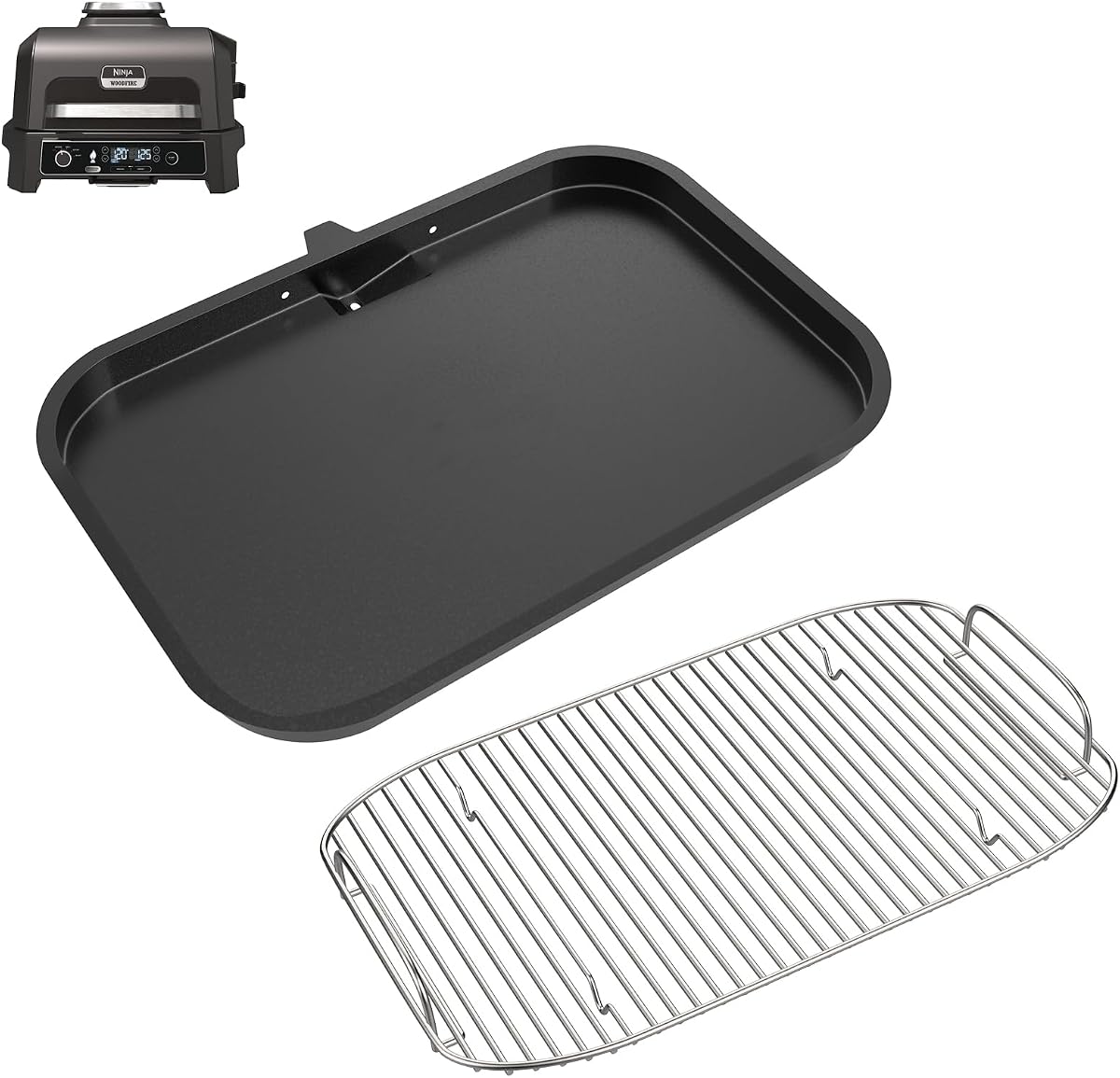Griddle Plate for Ninja Pro Connect XL, Woodfire XL OG900 Rack Accessories | For ninja woodfire xl OG900/OG800/OG850/OG901/OG951/OG952 grill, griddle plate & rack for ninja woodfire grill xl, non-stick