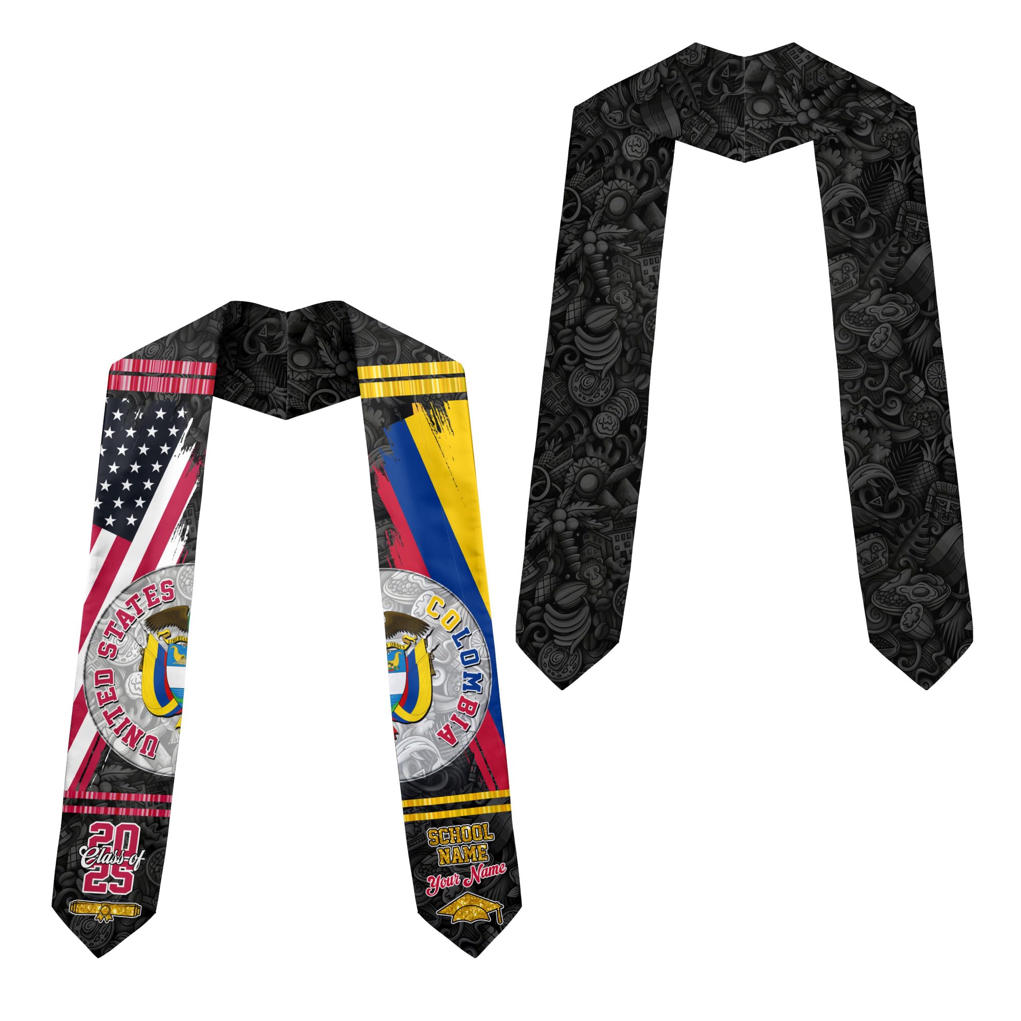 MonkeyVan Colombians Graduation Sash, Custom Colombians American Flag Graduation Sash 2025, Colombia Graduation Stole Clb13