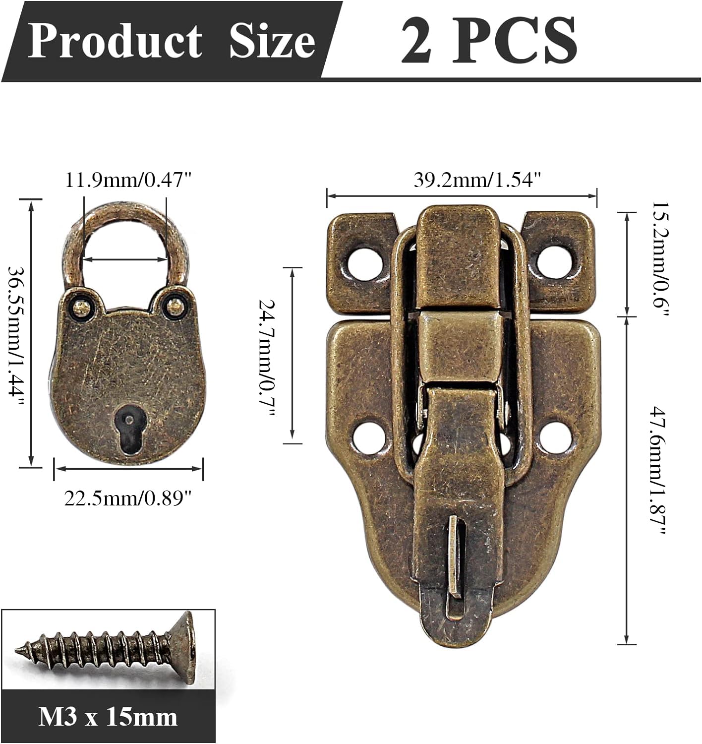 Mailbox Latch Uxcell Wooden Case Chest Box Clasp Closure Hasp Latch ...