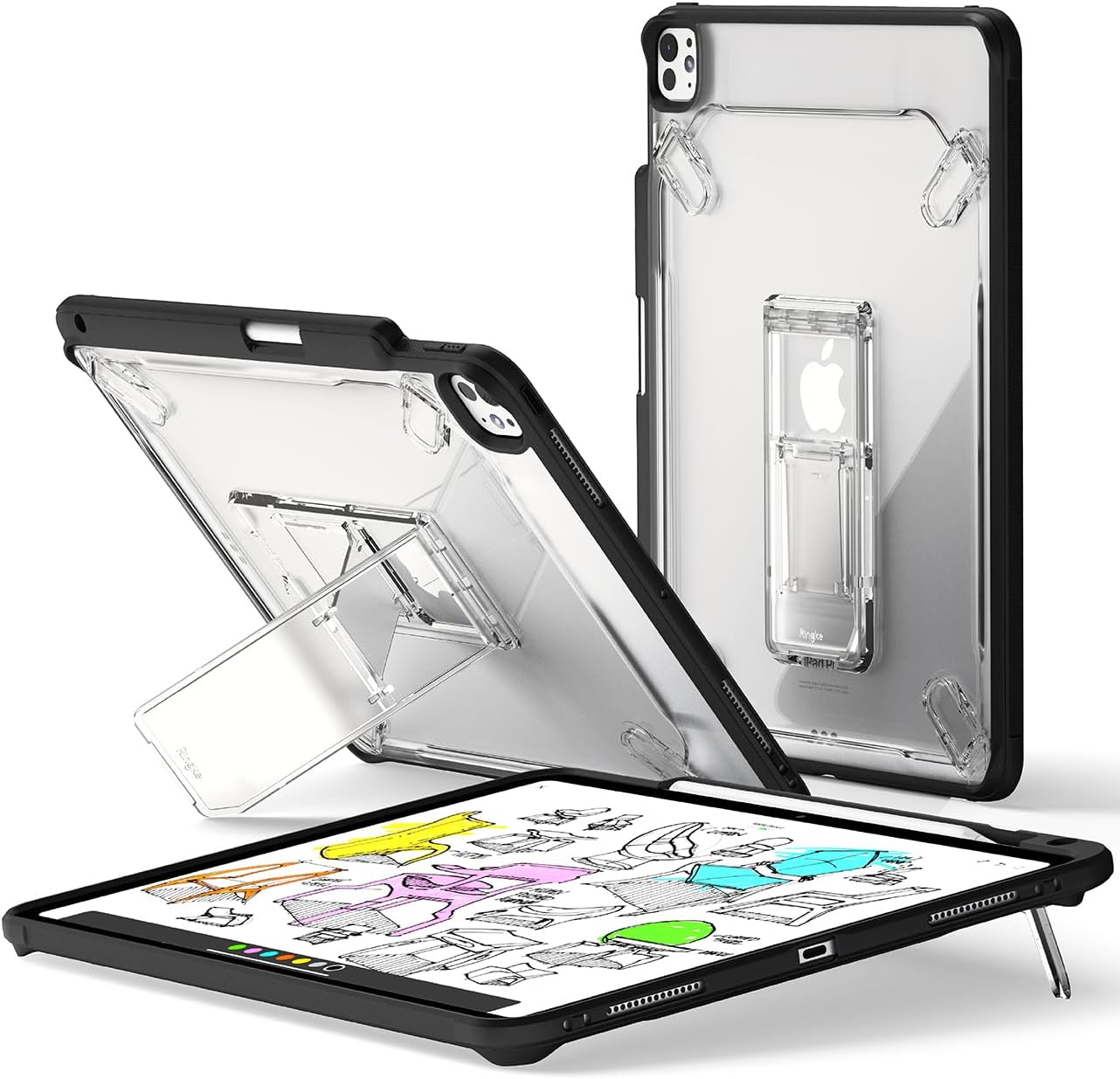 Ringke Fusion Sketch Stand for iPad Pro 13 Inch Case (M4 2024 & M5 2025) [Cover + Stand] Pencil Holder with Overcharge Prevention Non Yellowing Wobble Free for Writing and Drawing - Black