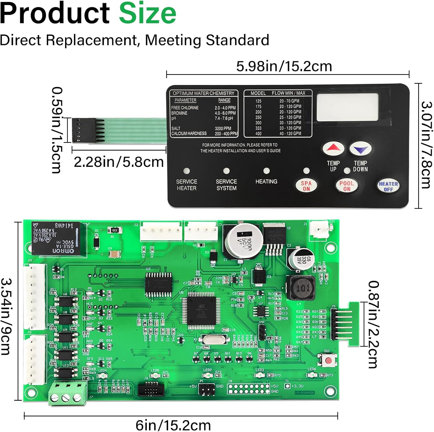 42002-0007S Control Board Kit, with 472610Z Switch Pad, Pool Heater Upgrade Control Board, Replacement for Pentair MasterTemp Sta-Rite Max-E-Therm NA & LP Series Pool & Spa Heater Electrical Systems