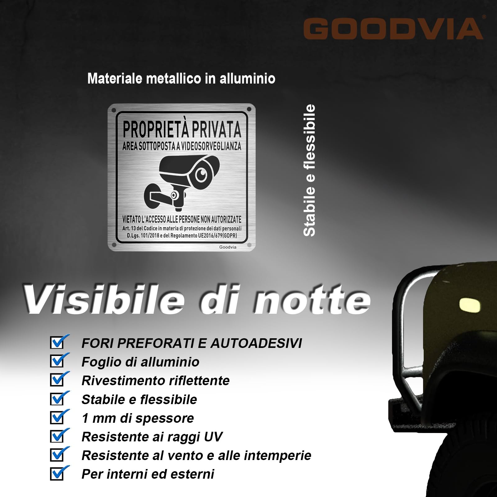 Cartelli Proprietà Privata In Alluminio Riflettente - 2 Pezzi 20x30cm Con Fori Per Esterno/Interno - Foto 12