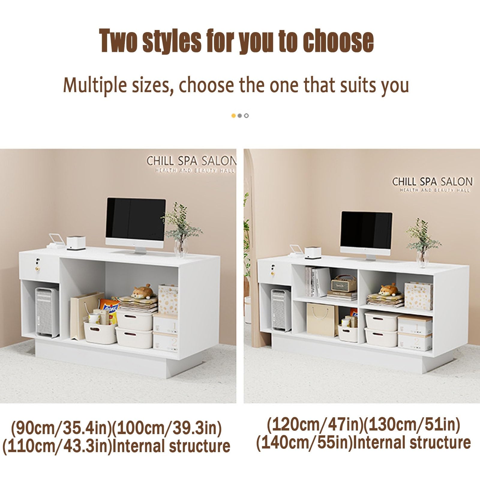 Scrivania piccola con serratura con tavolo da ufficio Ders per sala da lavoro, negozi di abbigliamento e saloni (A 140 cm) - Design moderno e funzionale