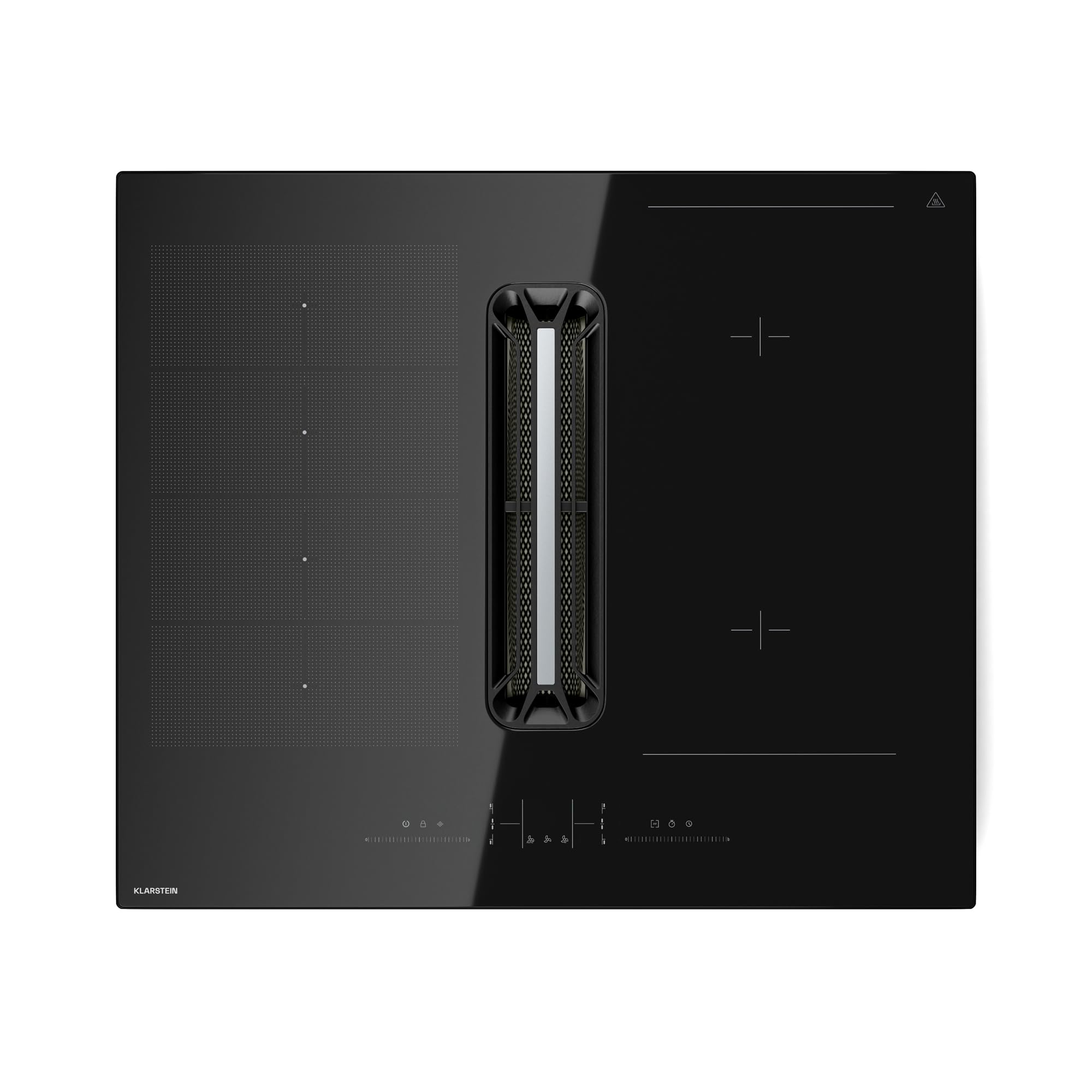 Klarstein AirJet Płyta indukcyjna z okapem - 12 kW, Boost 600 m³/h, Klasa energetyczna A+, 9 stopni, Cicha 52 dB, Panel dotykowy, Bridge-Connect, Filtr aluminiowy, Czarna