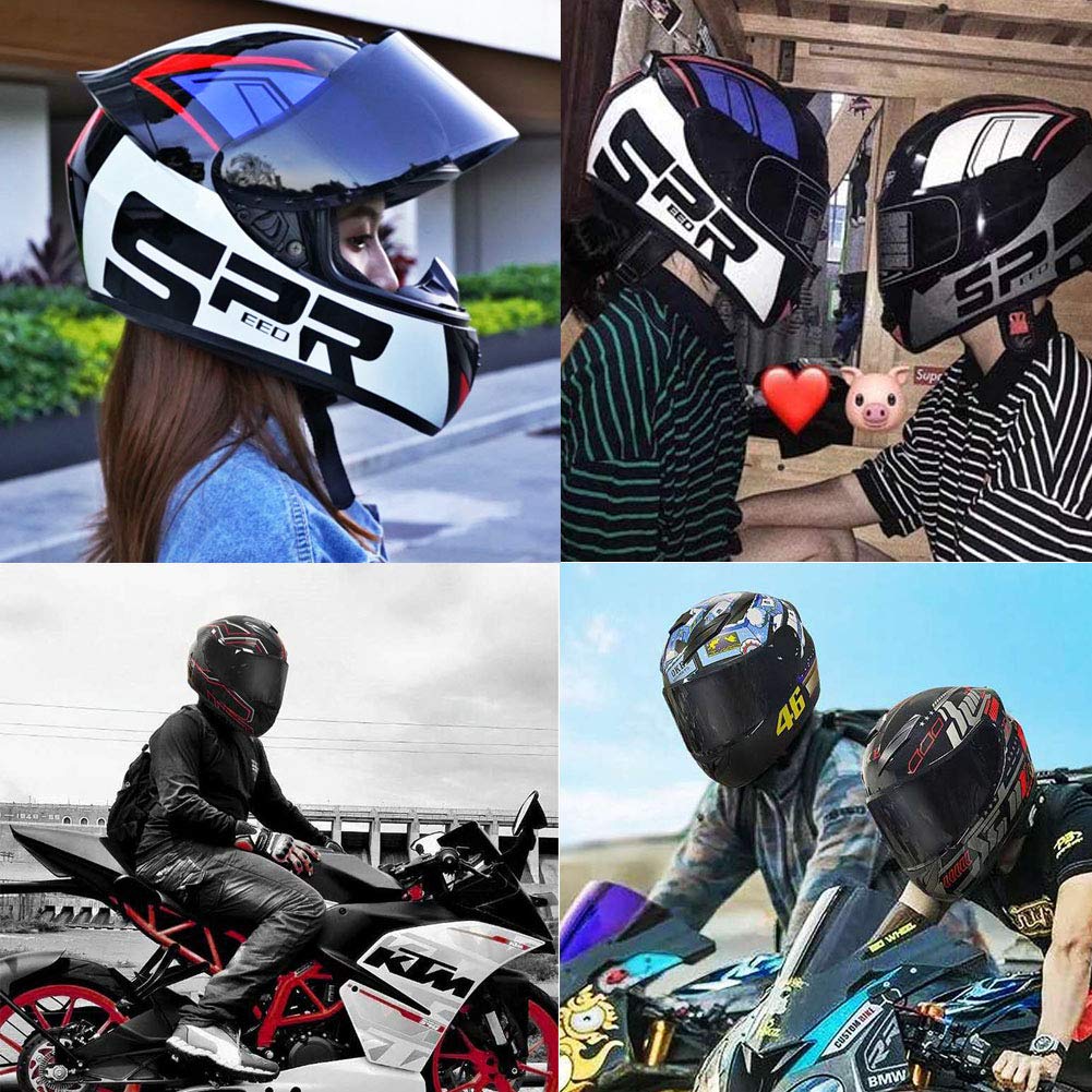 Casco integrale da moto con 3 opzioni di lenti Caschi da scooter DOT Casco da moto turistico Caschi da crash per uomini e donne Pendolarismo quotidiano (strisce nero-rosa)