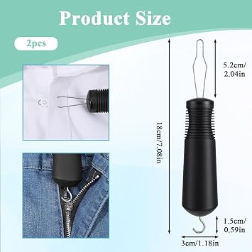 2PCS Button Hook and Zipper Pull Helper, Easy Grip