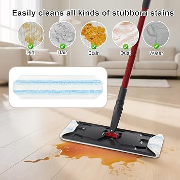 O-Cedar H2prO Flat Mop System Replacement Mop Pad Replacement Microfiber Mop Replacement Head O-Cedar/Vileda H2prO Flat Mop, Washable Reusable Mop Pad Refill, Deep Cleaning Pack of 4