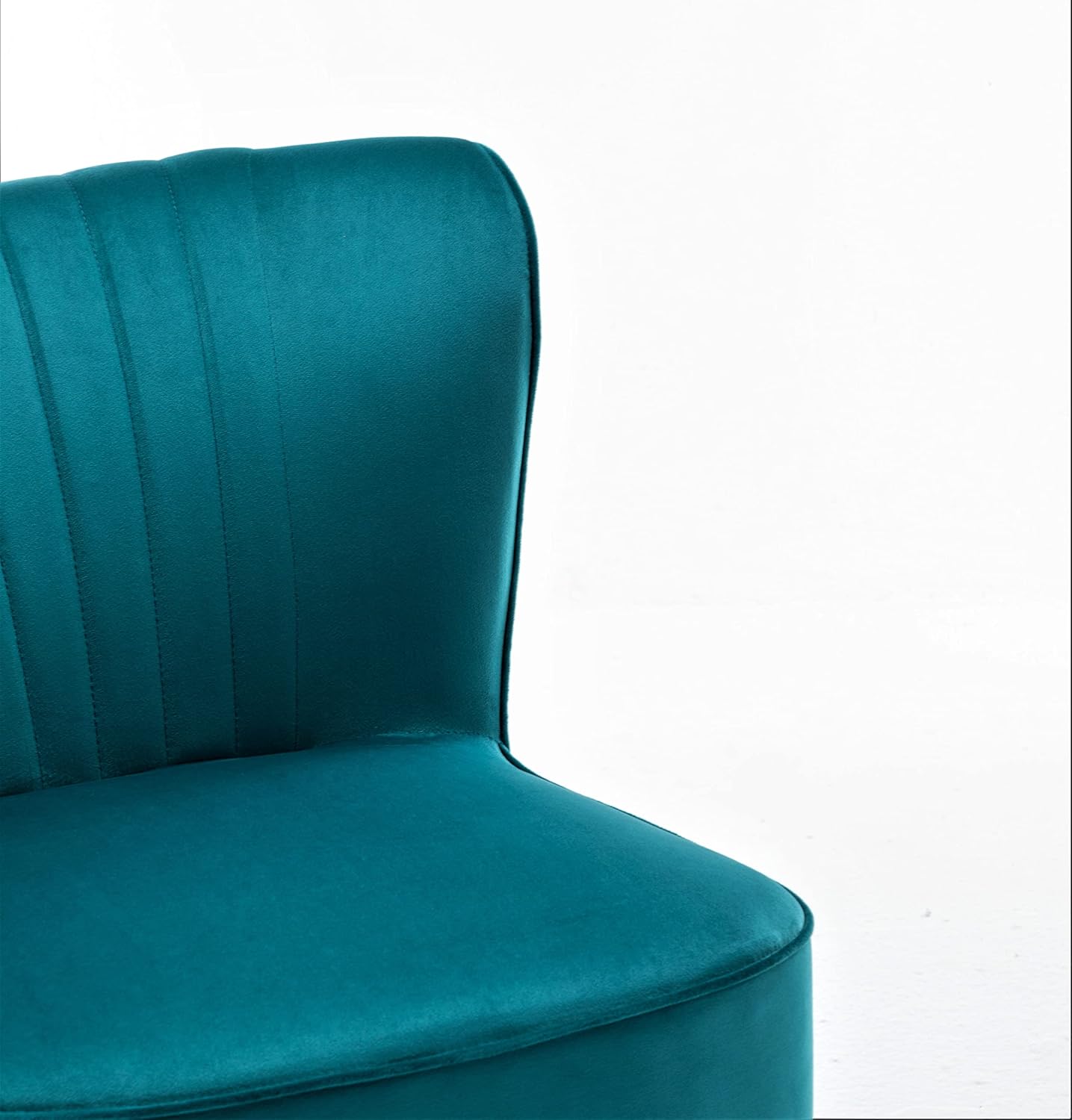 Modern Velvet Accent Chair for Living Room, Bedroom, or Entryway, Stylish and Comfortable Armless Design with Metal Legs, Greynish Blue