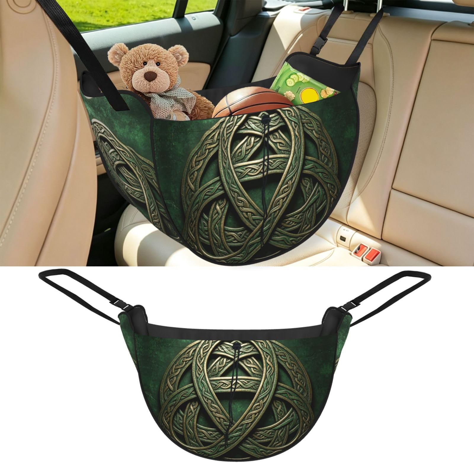 Cntdbu Black Celtic Knot Car Seat Organizer-Backseat Storage Bag For Travel