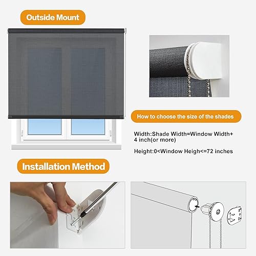 Miniatura 8 de Persilux Persianas solares para ventana, persianas enrollables para filtrar la luz, protección UV ignífuga, control de deslumbramiento, cortinas