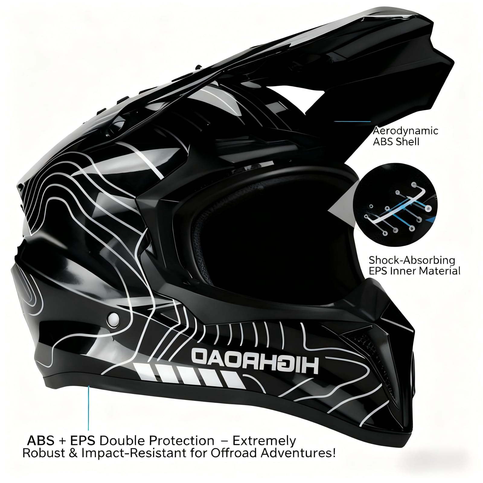 Motocross MTB Helm Fullface, Erwachsener Cross Helm mit Brille Maske Handschuhe, Motorrad Downhill Full Face Helm Downhill Motorradhelm ATV Motorradhelm Inklusive 2 Größen Helmfutter