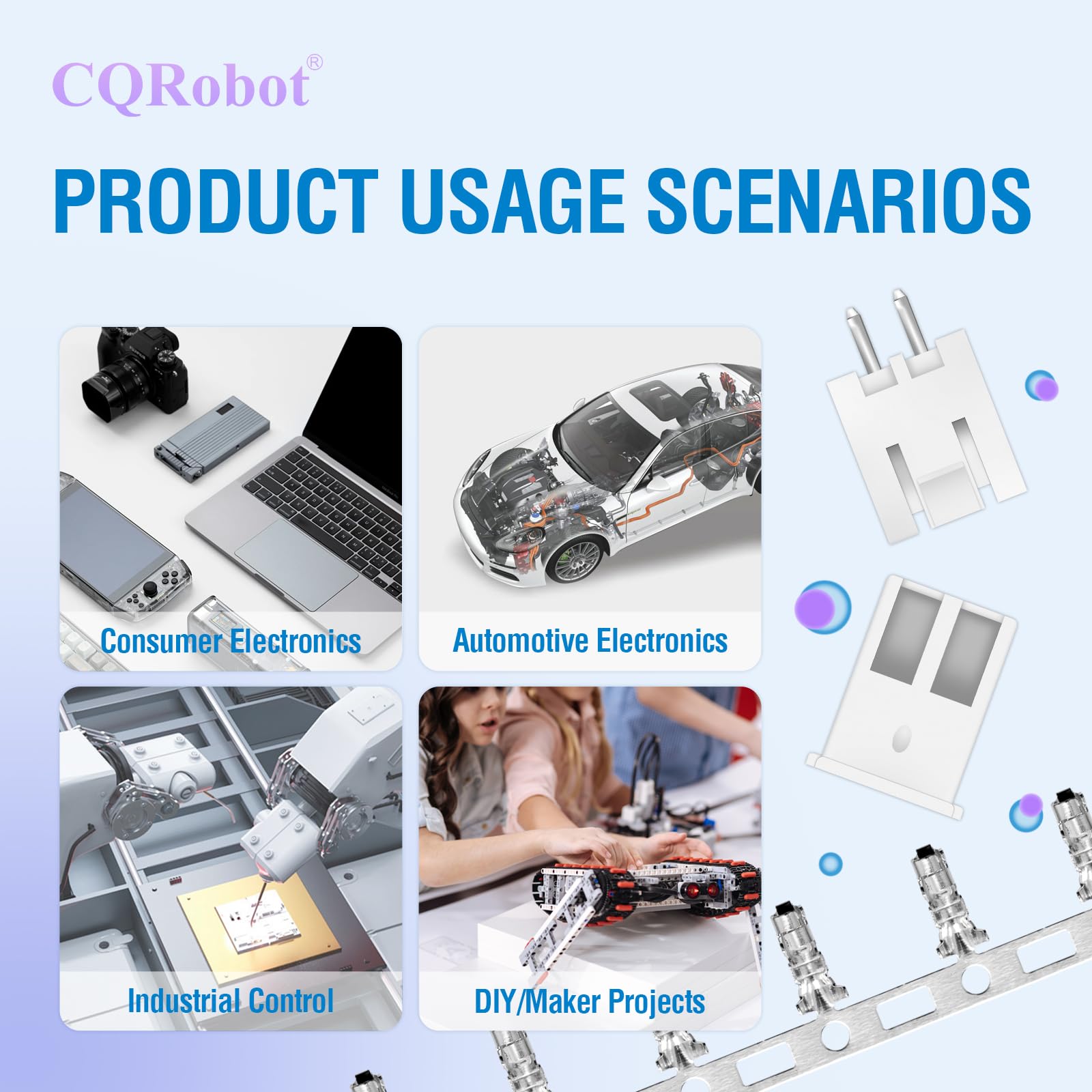 CQRobot JST XHB 2,54 mm wysokość skoku 2-biegunowe złącze elektroniczne IC męski wtyk, żeńska obudowa gniazda i zacisk T-Crimp. 50 zestawów / 200 części kabel do platyny adapter kablowy