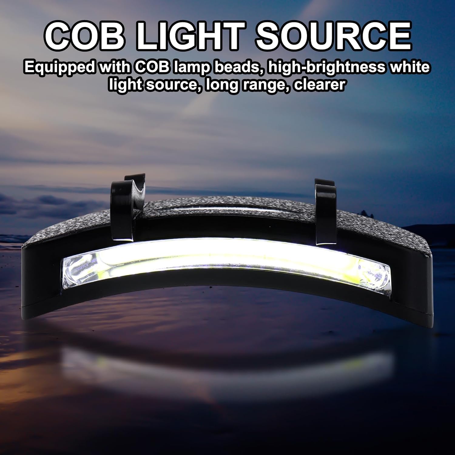 10 Pcs Hat Light Clip COB Cap Lights Clip on Hat Headlamp Battery Powered Cap Brim Lamp Black Waterproof Ultra Bright Headgear Flashlight for Hunting Camping Fishing Hiking