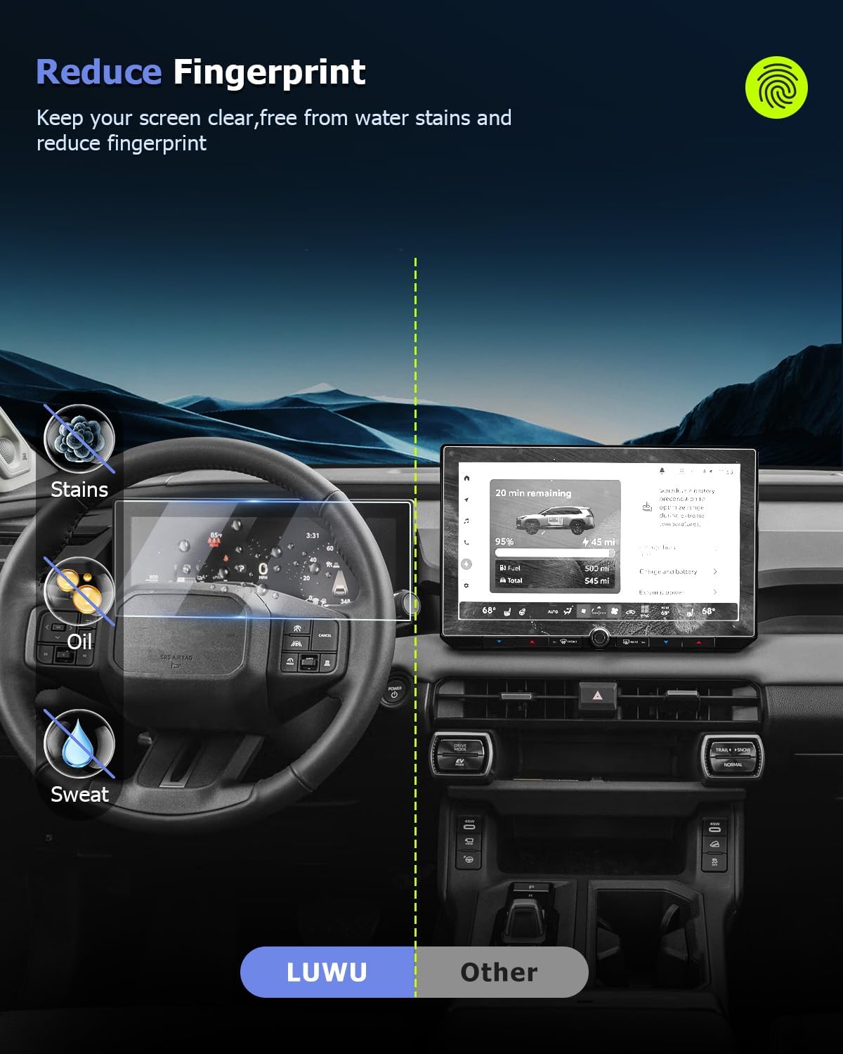 LUWU Screen Protector for 2026 Toyota RAV4 Accessories RAV4 2026 Limited/Adventure/TRD Off-Road 12.9-Inch Nano Navigation & 12.3-Inch Nano Dashboard Touch Screen Protector Anti-Scratch HD Clear 4PCS