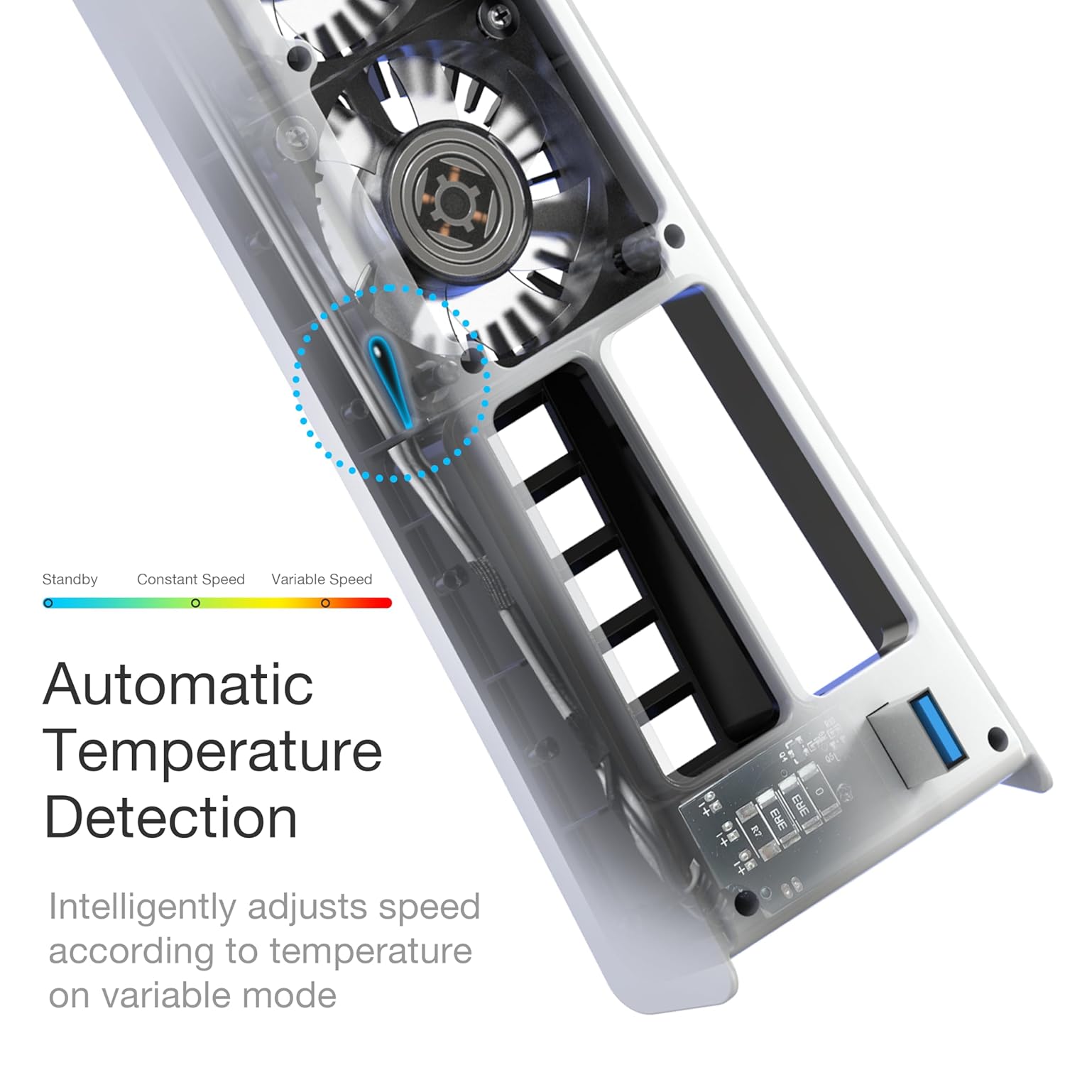 JUSPRO Cooling Fan for PS5 Pro, Quiet Enhanced Cooler Fan with Adjustable Speed, Auto Power On/Off, Cooling Accessories with USB 3.0 Port and LED Light for PlayStation 5 Pro - Image 6