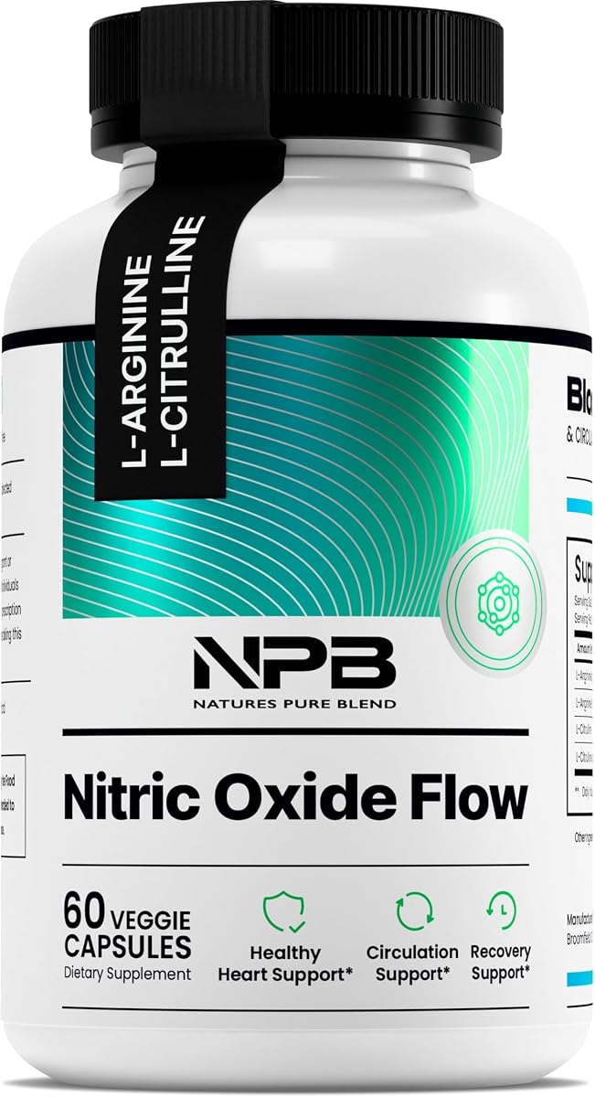 Nitric Oxide Supplements for Men – L-Arginine L-Citrulline – Heart Support & Flow Circulation Booster – 1500MG L Arginine and L Citrulline, Preworkout, Bodybuilding