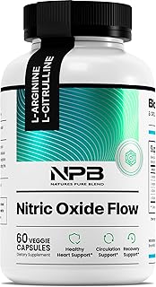 Nature's Pure Blend Nitric Oxide Supplements for Men – L-Arginine L-Citrulline – Heart Support & Flow Circulation Booster – 1500MG L Arginine and L Citrulline, Preworkout, Bodybuilding