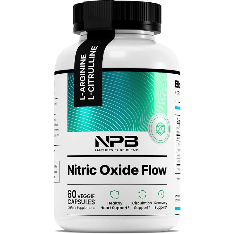 Nature's Pure Blend Pré-treino de L-arginina e L-citrulina 1.500 mg, 60 cápsulas