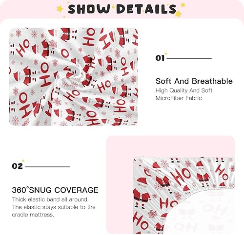 Miniatura 4 de Christmas Santa Claus Crib Sheets - Stretchy Fitted Crib Sheets for Boys Girls, Unisex Cozy Baby Crib Sheet 28 x 52 x 9 Inches
