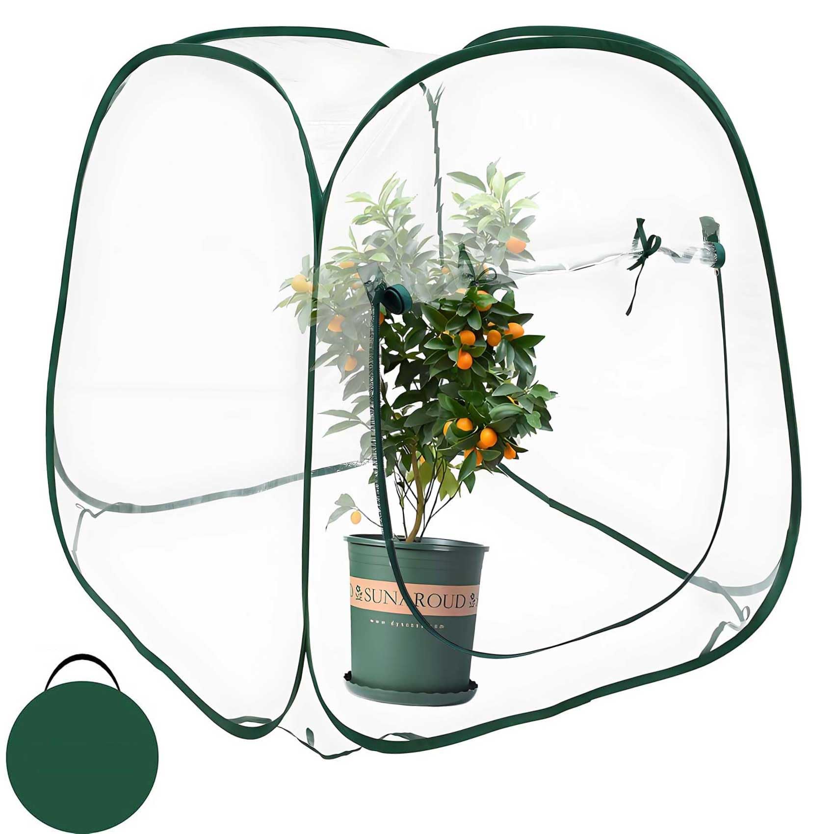 Pop Up Greenhouse Plant Cover 39"x39"x39" Portable Mini Transparent Greenhouse PVC Tent with Roll-up Zipper Entry Doors for Indoor and Outdoor Gardens Protecting Plant from Cold Frost-image-24