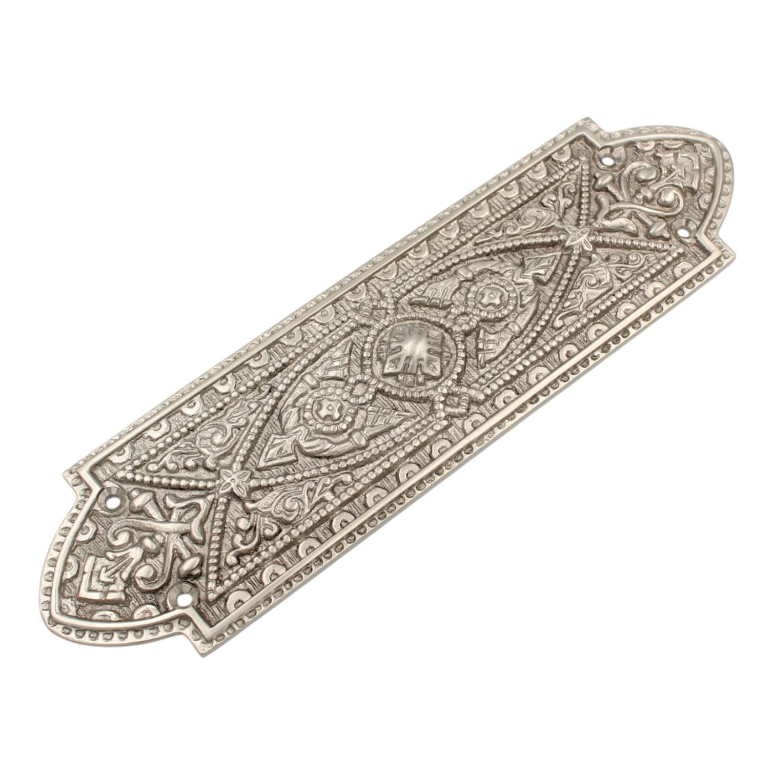 Brass Art Style/Various Designed Fingerplate, Push Plate in Polished Chrome/Satin Nickel (Demas – 260x70mm, Satin Nickel) Ideal for Both Classic and Contemporary interiors.